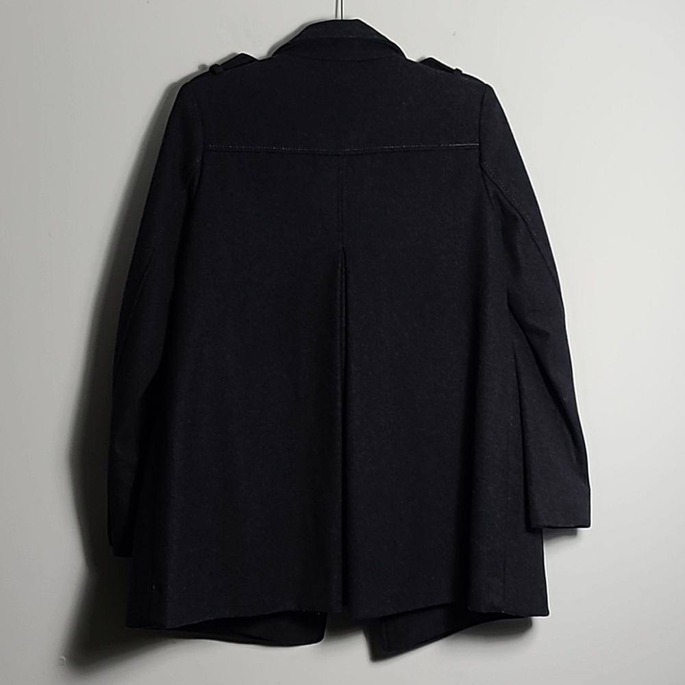 GUESS LOS ANGELES Dark Grey Wool Long Sleeve Button Up Coat Size Petite Small - Picture 12 of 16